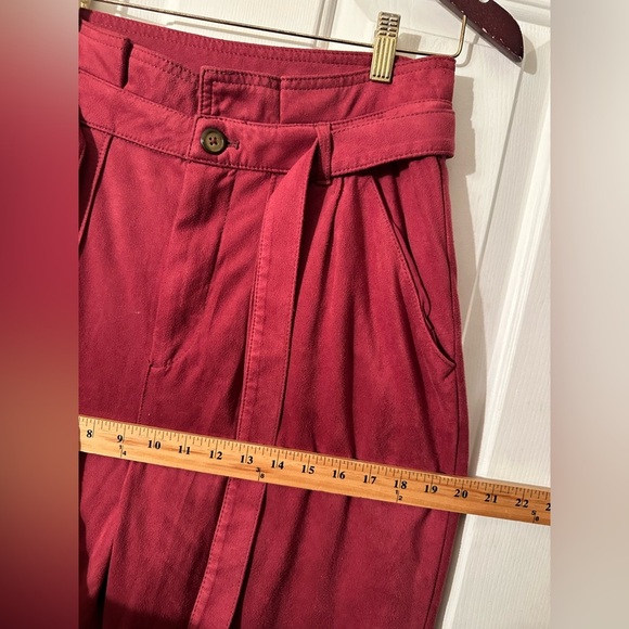 FREE PEOPLE 8 Nightfall Vegan Suede Pants Pomegranate High Waisted Paper Bag Vtg - Picture 13 of 16